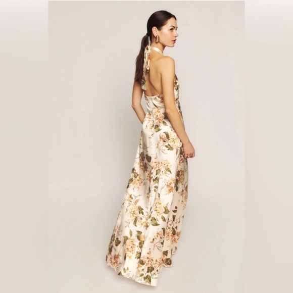 Reformation Veria Silk Halter Twist Sleeveless Long Maxi Dress Gown Floral Bella - Picture 5 of 14